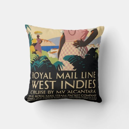 Vintage West Indies Throw Pillow