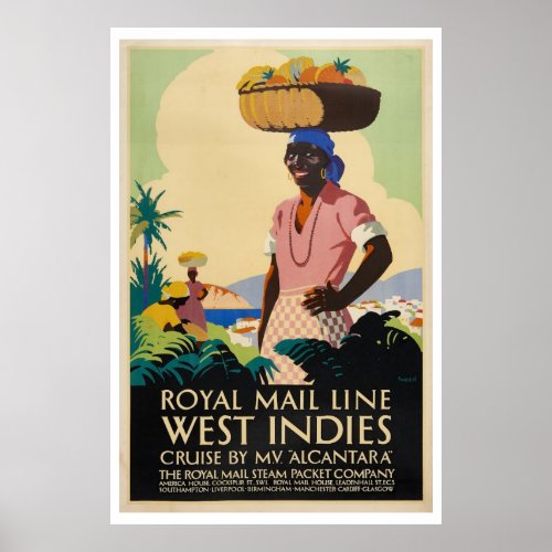 Vintage West Indies Travel Poster