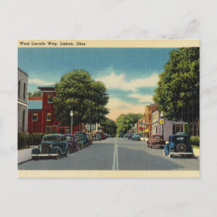 Vintage West Lincoln Way, Lisbon, Ohio Postcard