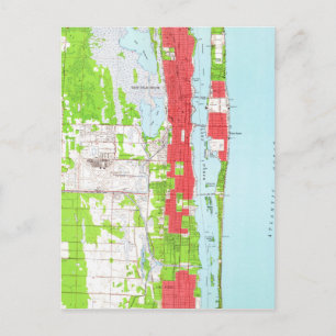 Vintage West Palm Beach & Palm Beach FL Map (1946) Postcard