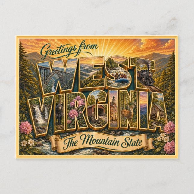 Vintage West Virginia Greeting From Postcard (Front)