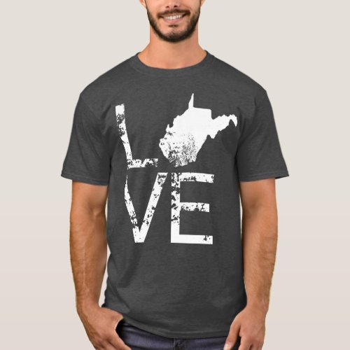 Vintage West Virginia Love WV State Map In Place T_Shirt