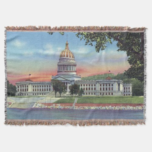 Vintage West Virginia State Capital Throw Blanket