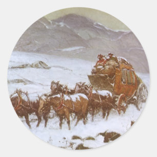 Vintage West, Why the Mail Was Late by Berninghaus Classic Round Sticker