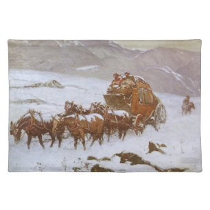 Vintage West, Why the Mail Was Late by Berninghaus Cloth Placemat
