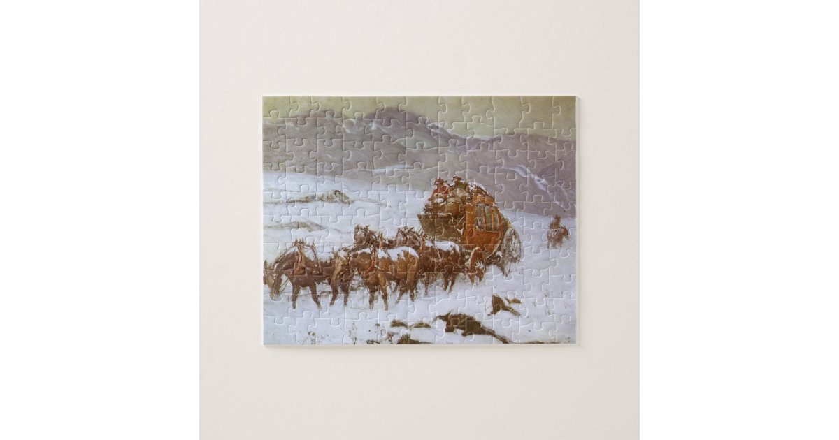 Vintage West, Why the Mail Was Late by Berninghaus Jigsaw Puzzle | Zazzle
