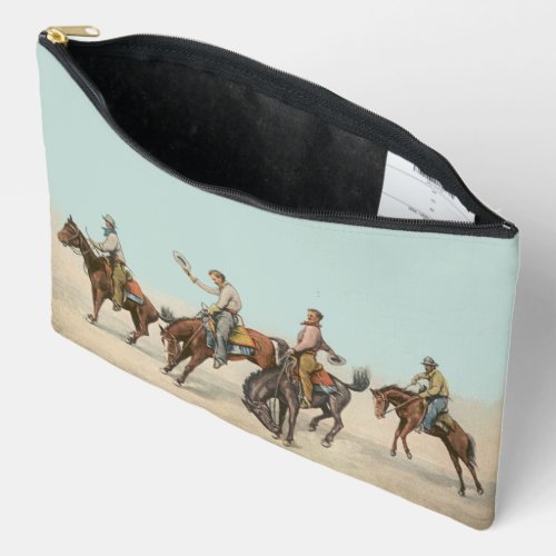 Vintage Western 4 Cowboys On Bucking Horses Accessory Pouch