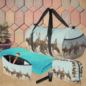 Vintage Western 4 Cowboys On Bucking Horses Duffle Bag by RODEODAYS at Zazzle