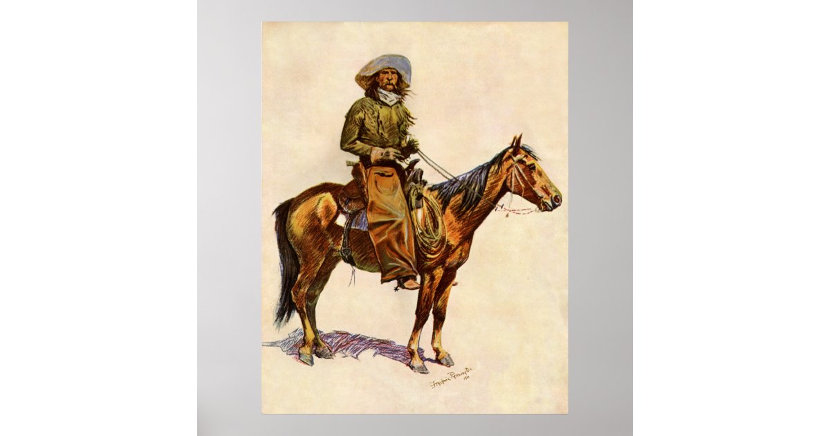 Vintage Western, An Arizona Cowboy by Remington Poster | Zazzle