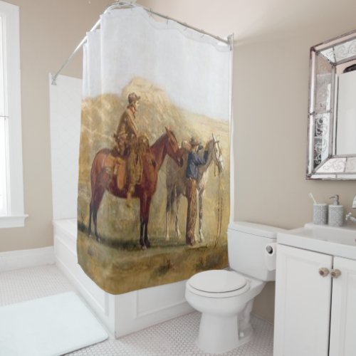 Vintage Western Art Cowboy With Horses Shower Curtain