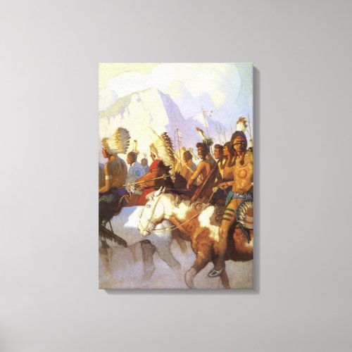 Vintage Western Art Indian War Party by NC Wyeth Canvas Print