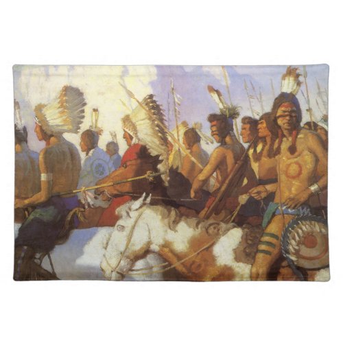 Vintage Western Art Indian War Party by NC Wyeth Cloth Placemat