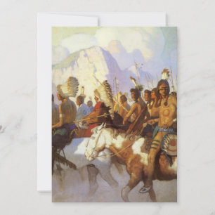Vintage Western Art, Indian War Party by NC Wyeth Invitation