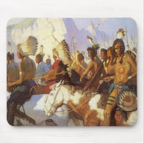 Vintage Western Art Indian War Party by NC Wyeth Mouse Pad