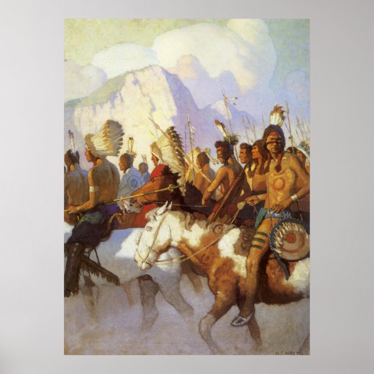 Vintage Western Art, Indian War Party by NC Wyeth Poster | Zazzle