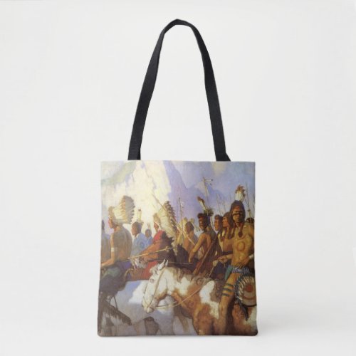 Vintage Western Art Indian War Party by NC Wyeth Tote Bag