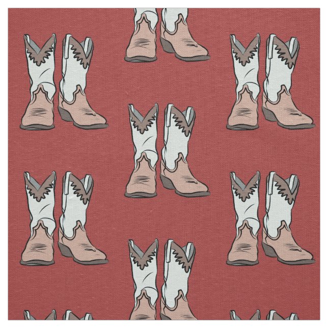 Vintage Western Boots Pattern Fabric (Swatch)