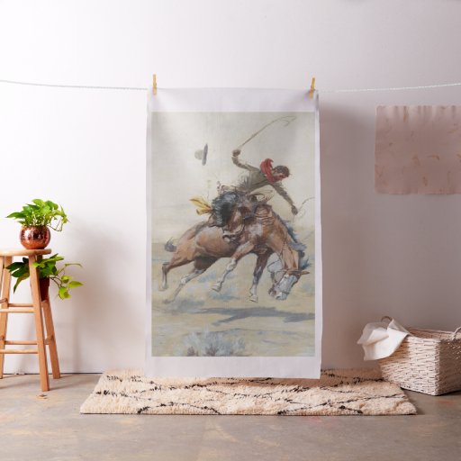 Vintage Western Bucker CM Russell-Lg Print Fabric