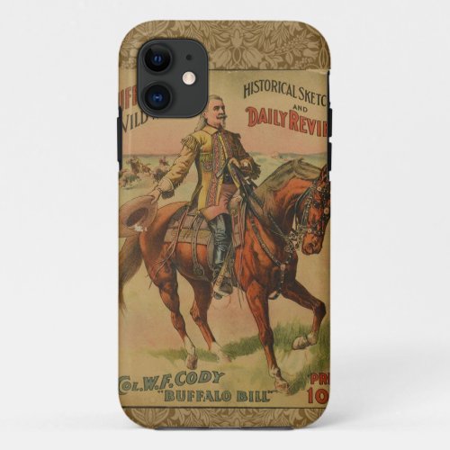 Vintage Western Buffalo Bill Artwork Illustration iPhone 11 Case