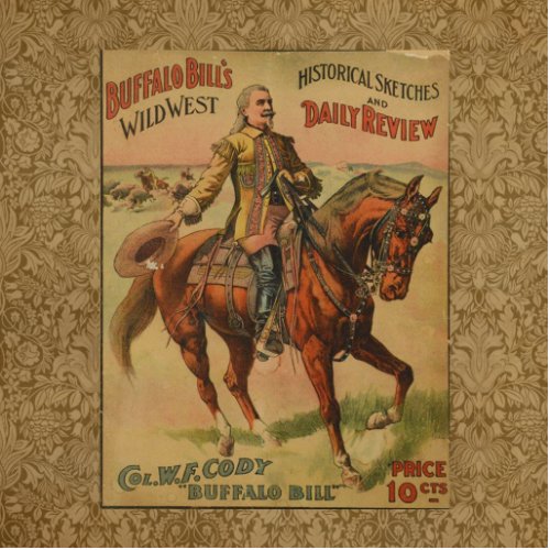 Vintage Western Buffalo Bill Artwork Illustration Statuette
