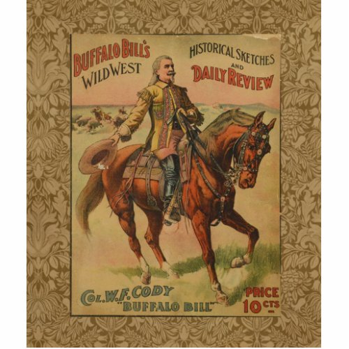 Vintage Western Buffalo Bill Artwork Illustration Statuette