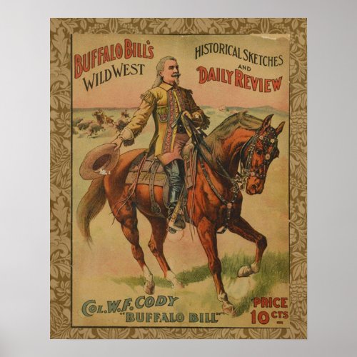 Vintage Western Buffalo Bill Wild West Show Poster