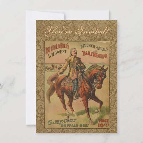 Vintage Western Buffalo Bill Wild West Show Poster Invitation