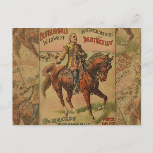 Vintage Western Buffalo Bill Wild West Show Poster Postcard