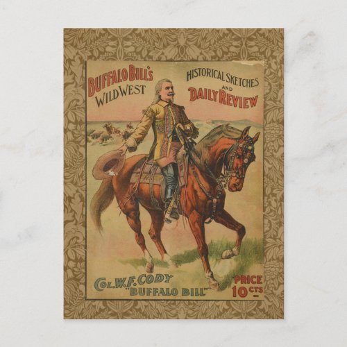 Vintage Western Buffalo Bill Wild West Show Poster Postcard