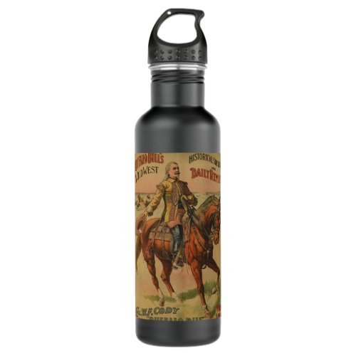 Vintage Western Buffalo Bill Wild West Show Poster Stainless Steel Water Bottle