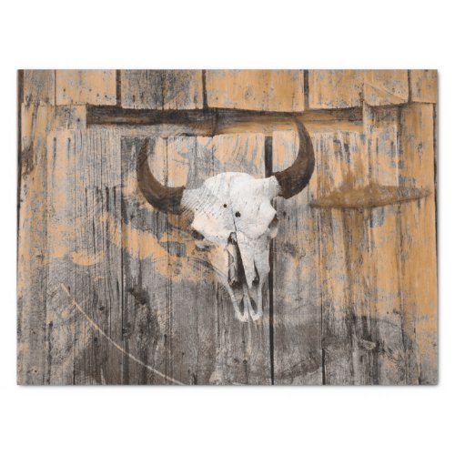 Vintage Western Bull Skull Grunge Texture Art Tissue Paper