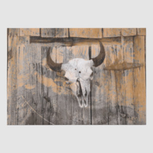 Vintage Western Bull Skull Grunge Texture Art Tissue Paper