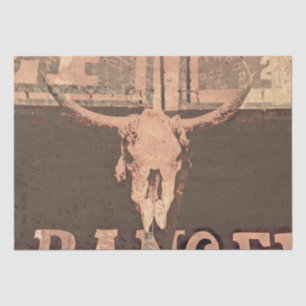 Vintage Western Bull Skull Sepia Tan Country Tissue Paper