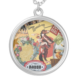 vintage western collage charm necklace