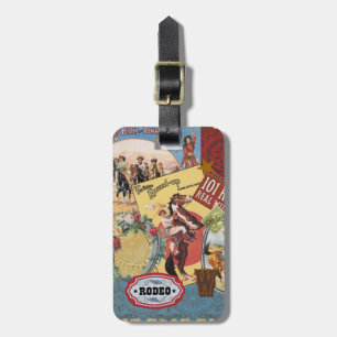 vintage western collage luggage tag