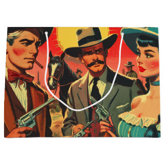 Vintage Western Comics Illustration Large Gift Bag