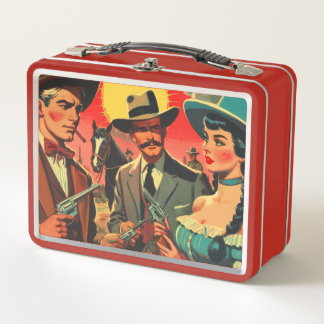 Vintage Western Comics Illustration Metal Lunch Box