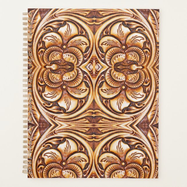 Vintage Western country cowboy leather pattern Planner (Front)