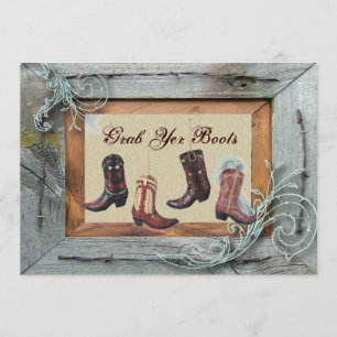vintage western country cowboy wedding announcement