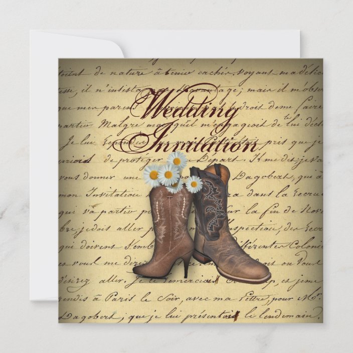 vintage western country cowboy wedding announcement Zazzle.com