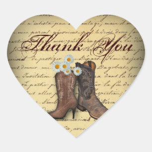vintage western country cowboy wedding heart sticker