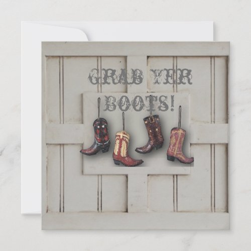 Country Cowboy Boots Western Wedding Invitation