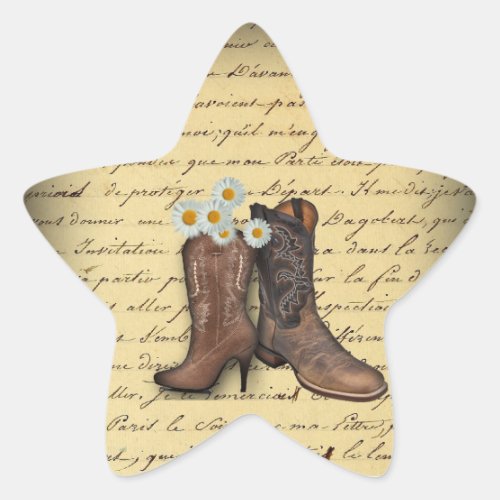 vintage western country cowboy wedding star sticker