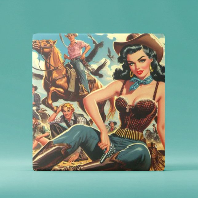 Vintage Western Country Girl Ceramic Tile (Creator Uploaded)
