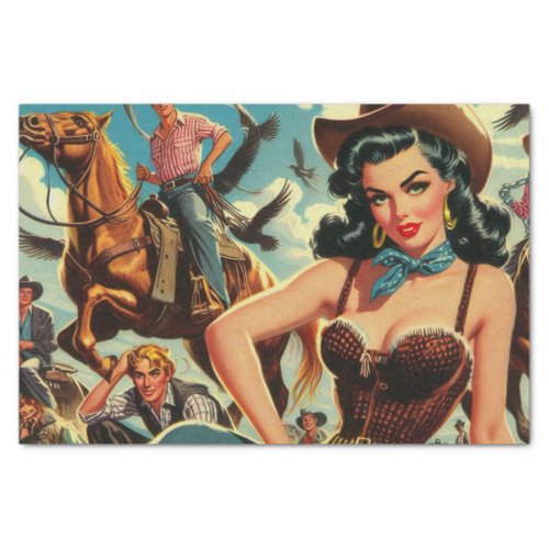 Vintage Western Country Girl Tissue Paper