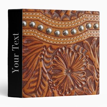 Vintage Western Country Pattern Studded Leather 3 Ring Binder by WhenWestMeetEast at Zazzle