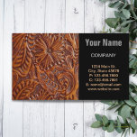 vintage western country pattern studded leather business card