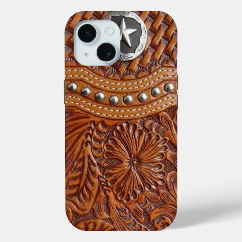 vintage western country pattern studded tooled leather Case-Mate iPhone/Galaxy Phone Cover
