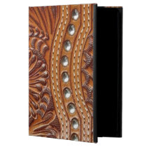 vintage western country pattern studded leather cover for iPad air