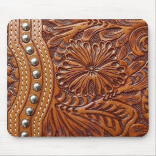 vintage western country pattern studded leather mouse pad